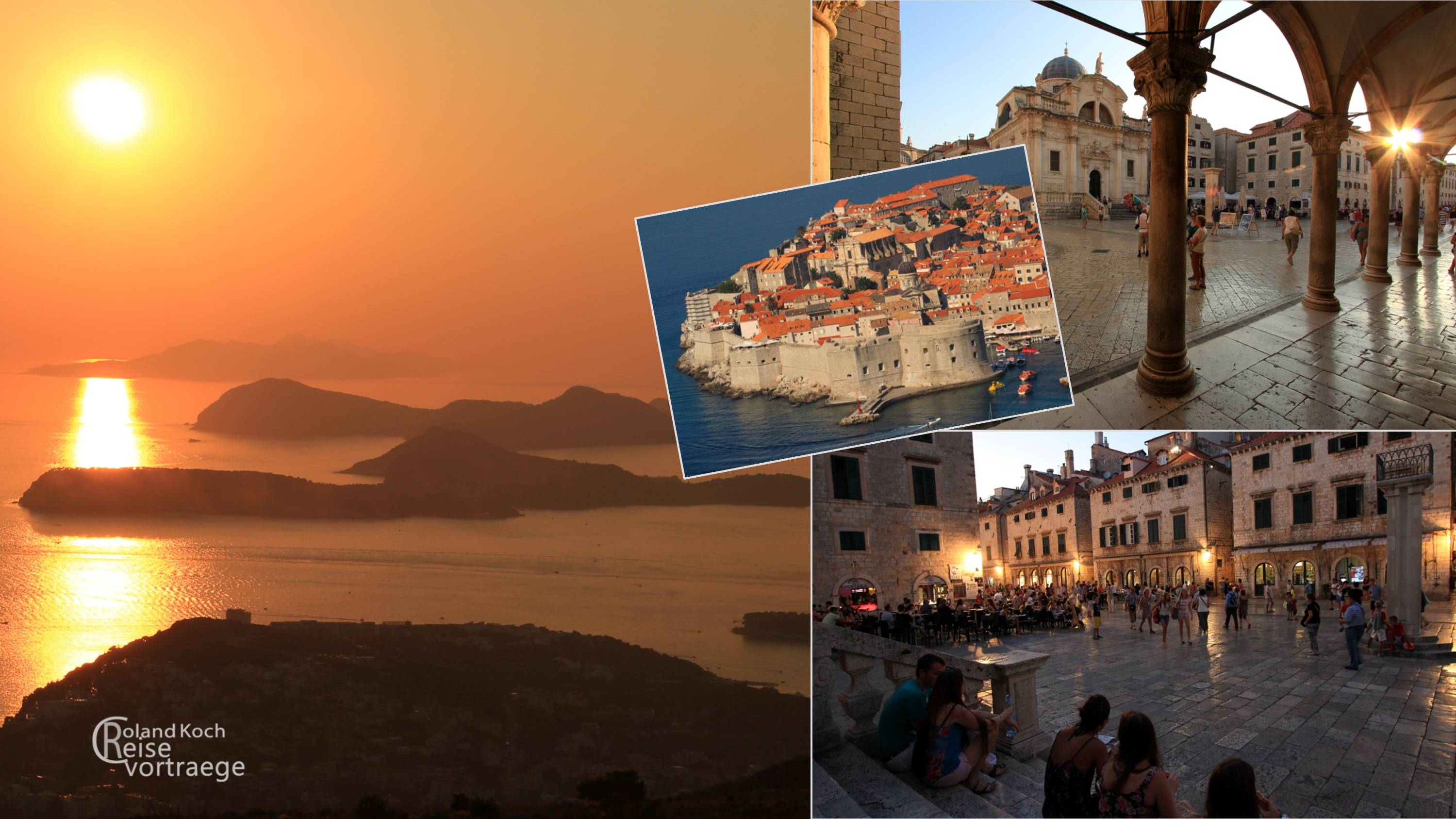 Hintergrundbild, Collage, kostenlos, Wallpaper, Kroatien, Dubrovnik, Sonnenuntergang, Natur